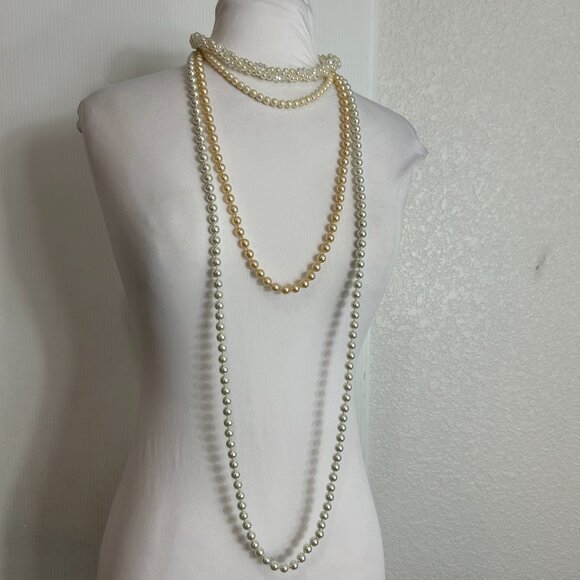 Lot 6 Pieces Faux Pearl Necklaces Stretch Bracelets Twisted Some Vintage - Picture 14 of 16